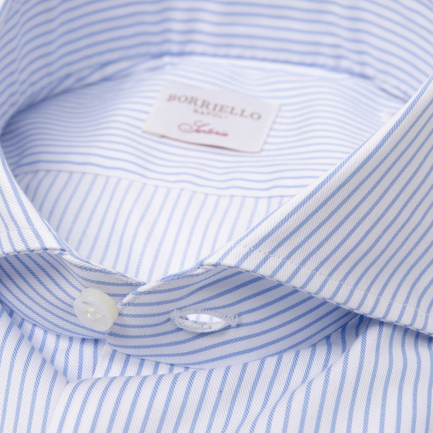 Gestreiftes Hemd "Royal Twill" mit Haifischkragen und Sportmanschette - Handarbeit